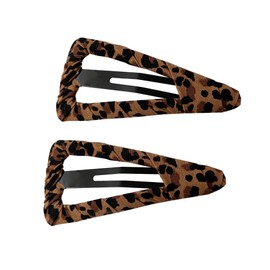 2 Pcs Brown Cheetah Hair Clip Cut Out Geometric Bangs Clips Side Clips Suitable for Women and Girls to Wear in Any Occasion