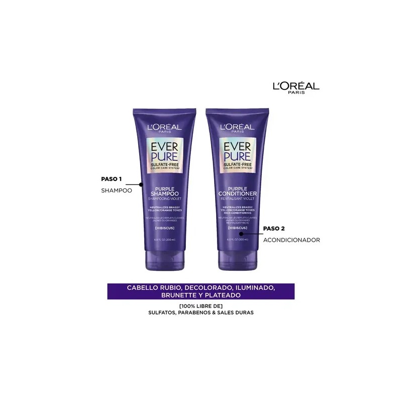 Kit Shampoo y Acondicionador L'oréal Paris Ever Pure Purple