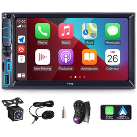iFreGo Wireless Double Din Car Stereo Apple carplay Screen for Car Audio Receiver, Car Play Android Auto Screen for car, Bluetooth,FM Radio/ 7 Colourful Lights,Mirror Link,Car Audio Receivers