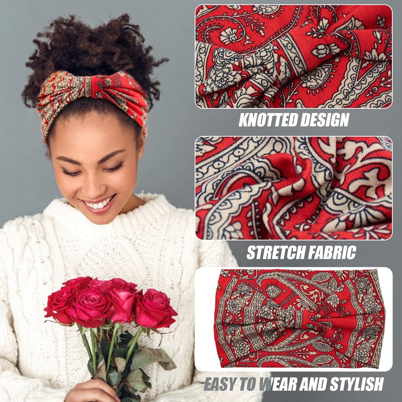 Yeshan - Diademas anchas para mujer, estilo bohemio, anudado, turbantes,