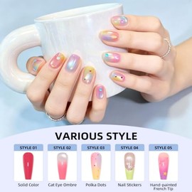 9 Colors Ombre Nail Gel, Gradient Painting Gel | Blush Blooming Aura Nails Art, No Wipe Solid Gel Polish for Sponge Pat Paint, UV/LED Curing, DIY Home