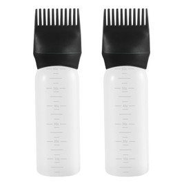 Pimoys 2 Pack Root Comb Applicator Bottle 6 Ounce, Oil Applicator for Hair Dye, Hair Oiling Bottle Applicator Brush with Graduated Scale