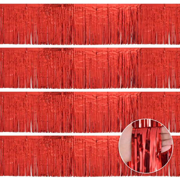 YUKL Red Table Skirt Red Birthday Decorations Red Streamers Party