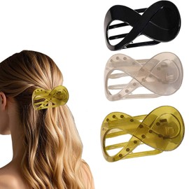 Haarklammern, Haarspangen für dickes Haar, für Damen und Mädchen, 8-förmig, rutschfest, starker Halt, Zubehör für lockige und gewellte Haare, Gelee-Grün, Gelee-Weiß, glänzendes Schwarz, 3 Stück