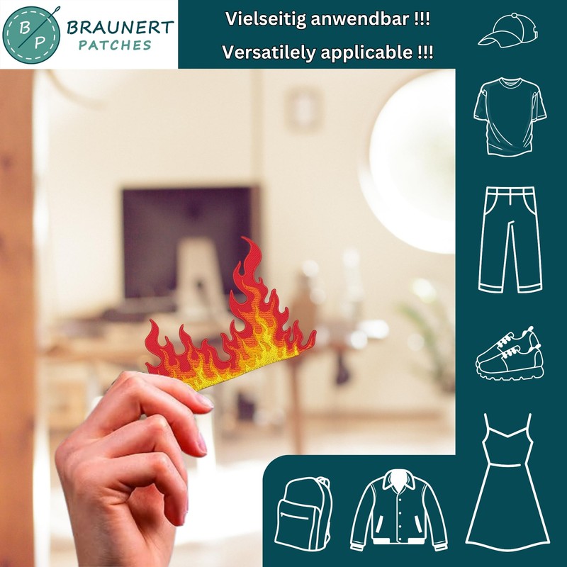 BP BRAUNERT PATCHES - Fire Flames Patch for Iron-On or