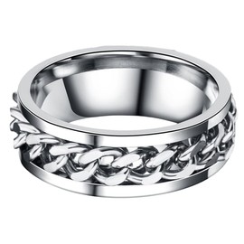 Holibanna Stainless Steel Finger Ring Band Fidget Rings Cool Chain Spinner Ring Man Rotating Jewellery for Men Women Spinner Rings Finger Jewelry