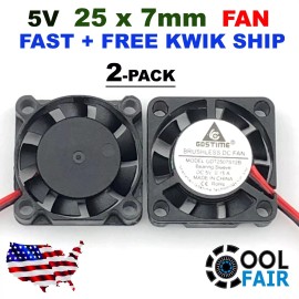 Gdstime 5V 25mm Cooling Fan 2507 25x25x7mm DC Mini Computer Cooler 3D Printer 2 Pcs A30