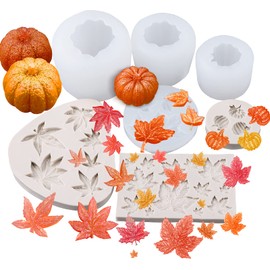7 moldes de resina de Acción de Gracias de Halloween, calolar, calabaza, arce, moldes de silicona para fondant, 3D, calabaza y calabaza, para festivales, dulces, pasteles, cosecha de otoño, Acción de
