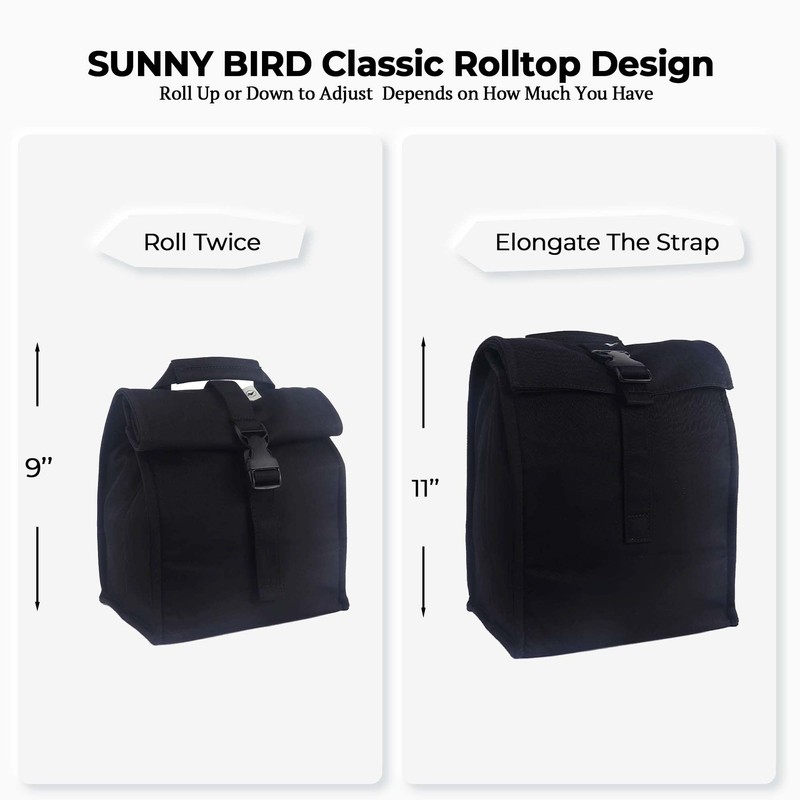 SUNNY BIRD Insulated Lunch Bag Rolltop Lunch Box for Women,
