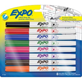 EXPO EXPO Low Odor Dry Erase Markers, Ultra-Fine Tip, Assorted Colors, 8 Count