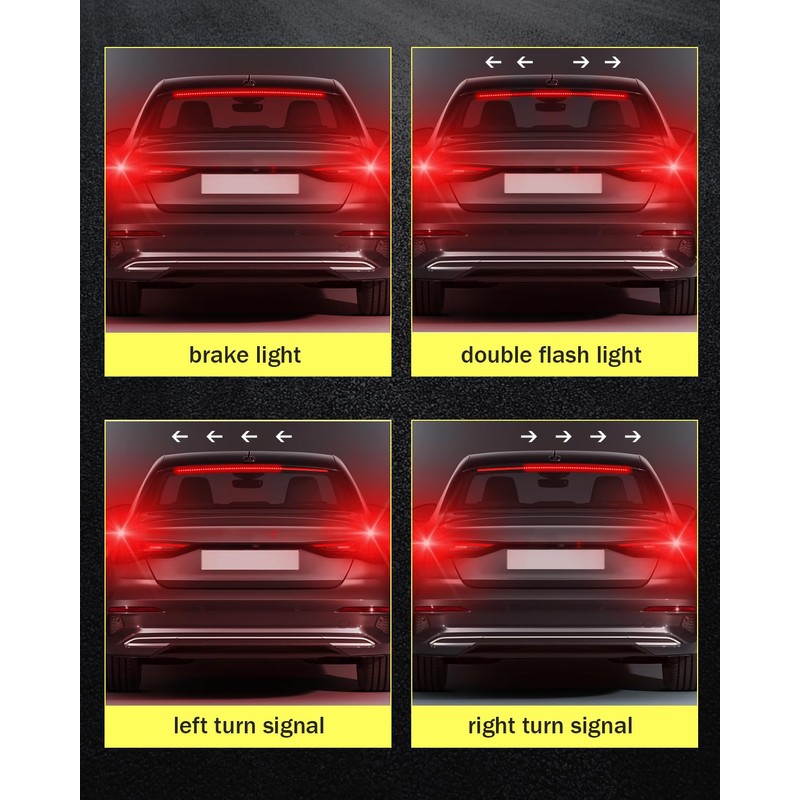 Defvnsy Rear Tail Brake Light Strip 100CM 39.4" Multifunction Third