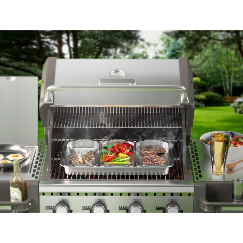Grill Basket Set - BBQ Grill Tray with 3-Piece Grill