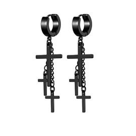 SBI Jewelry Black Cross Drop Earrings for Women 3 Cross Layered Dangle Chain God Love Jesus Bible Stainless Steel Anniversary Mothers Day Birthday