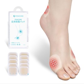 【10枚+ケース付き】Tenicore Foot Protection Pads, Toe, Little Toe, and Sole Protection Pads, Blister Tape, Blister Prevention Pads, Hydrocolloid Material, Waterproof, Cushioning and Shock Absorption Heel