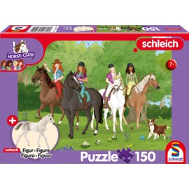 Schmidt Spiele 56464 Horse Club, Riding into the Green, 150 Pieces, with Add-on (An Original Holstein Foal Figure) Children's Puzzle
