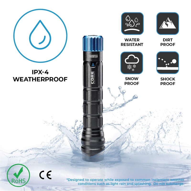 CORE 1000 Lumen CREE LED Rechargeable Camping Emergency Flashlight, IPX4,