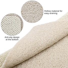 Non-Slip Shower Mat, 53 x 53 cm, Soft Comfort Safety Bath Mat with Drainage Holes, PVC Loofah Massage Shower Mats for Wet Areas, Quick Drying (Beige, 53 x 53 cm)