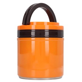 Insulated Food Jar, 1.2L Leakproof Stainless Steel Vacuum Lunch Container with Folding Spoon Portable Handle Vacuum Sealed Insulated Lunch Box for Office Worker School Travel (Orange)