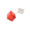 Spinningdaisy Tiny Crystal Cube Stud Earrings (Red)