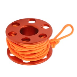 Scuba Diving Finger Reel Aluminum Alloy Mini Finger Spool Reel Pendant with Glow in The Dark Nylon Guide Line for Underwater Cave Diving Orange