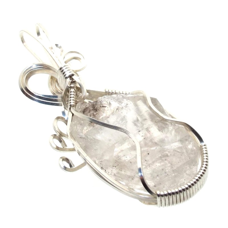 Herkimer Diamond Gemstone Sterling Silver Wire Wrapped Pendant