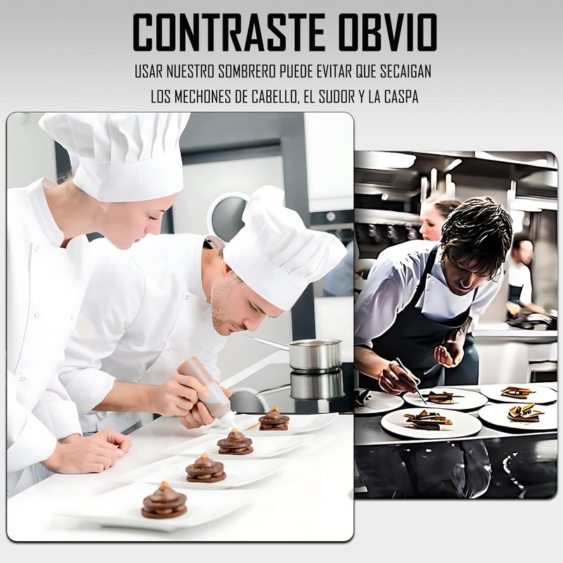 GFHGJH Gorros de Cocina Unisex,3 Piezas Gorro de elásticos Chef