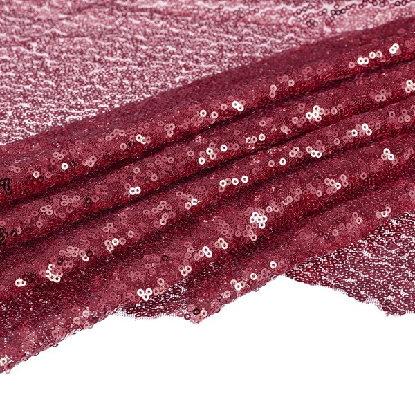 MECCANIXITY Sequin Fabric Burgundy Red, 4 Yards Length 4.2 Feet