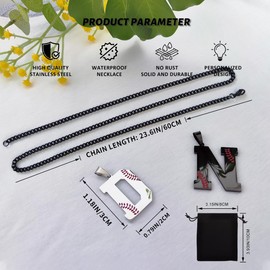 LMUWECNO Baseball Initial A-Z Letter Necklace for Men, Alphabet Jewelry Pendant, Stainless Steel letter necklace for Men Holiday Gifts Dad Husband for Him Mens Jewelry