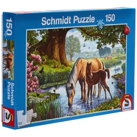 Schmidt Spiele 56161 Jigsaw Puzzle 150 Pieces Horses on the Stream