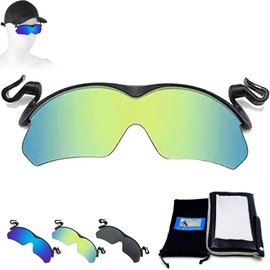 POCONT Clip Cap Sports Sunglasses, Clip on Sunglasses Outdoor Polarized Clip Cap Golf Cycling Fishing Sunglasses for Men (Green)