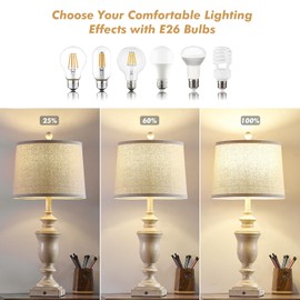 SAIWEYA 27.5" Vintage Farmhouse Table Lamps Set of 2 Bedside Lamp, 3 Way Dimmable Bedroom Lamps with 2 USB Ports +AC Outlet Touch Nightstand Lamp Rustic Lamp (Antique White)