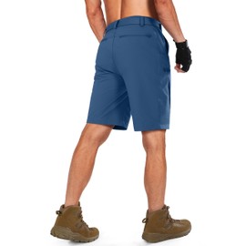 Shallowlulu - Pantalones cortos de senderismo para hombre, resistentes al agua, de secado rápido, ligeros, transpirables, tácticos con cinturón de nailon, azul (Vivid Blue), 42W x 10L
