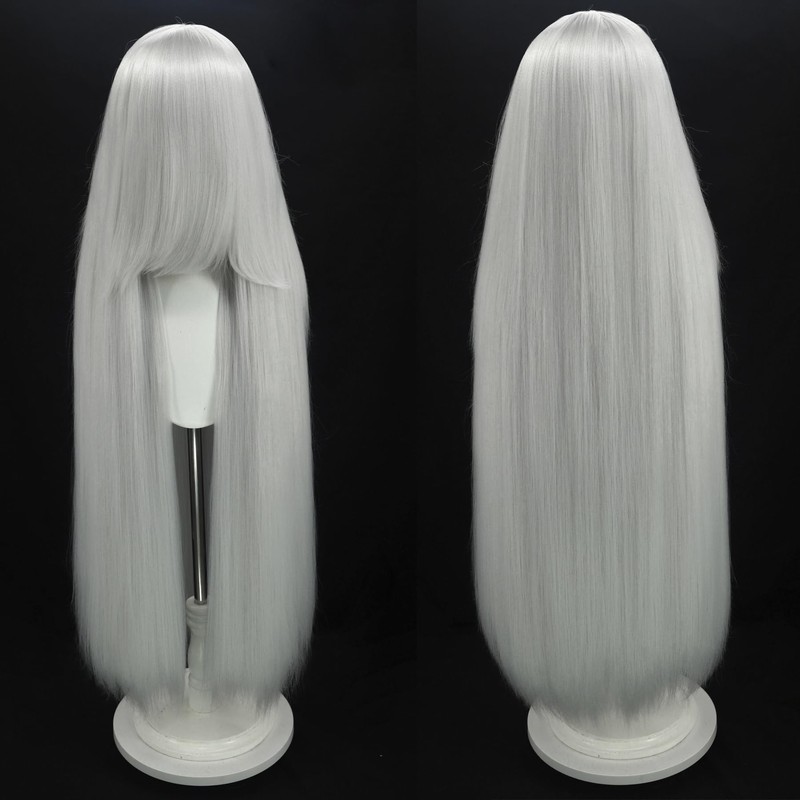 1M/40 INCH Thick Long Straight Grey Costume Wig for Women