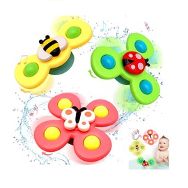 Suction Cup Fidget Spinner Toys - Sensory Bath Toys for Toddlers +3 - Stress Relief and Anxiety Spinning Top - Early Learning Birthday Gift - Travel Toy for +3 Years Old for Babies
