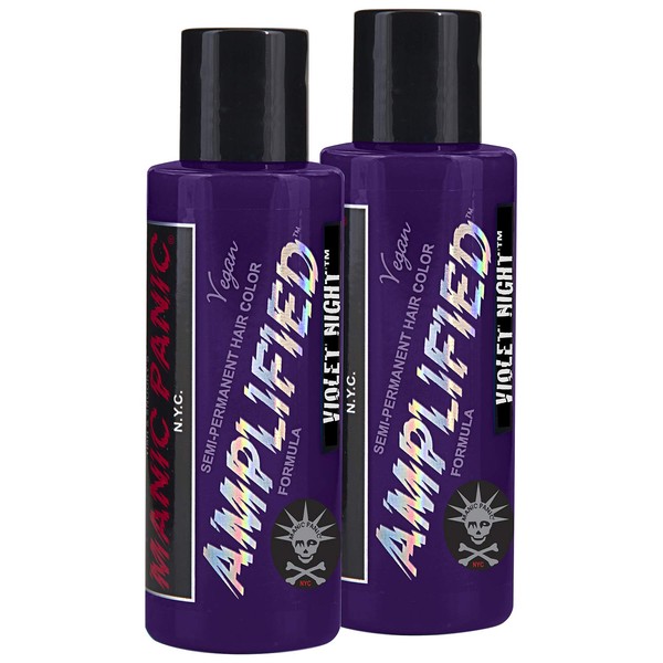 Manic Panic Amplified Semi-Permanent Hair Color Cream - Violet Night 4oz"Pack of 2"