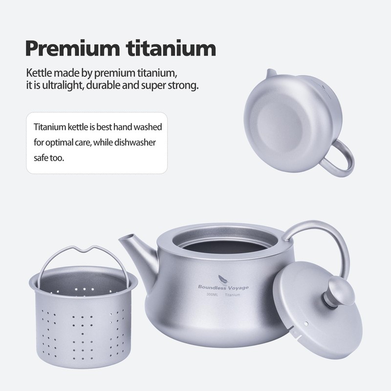 Boundless Voyage 300ml Titanium Kettle Portable Kung Fu Tea Set