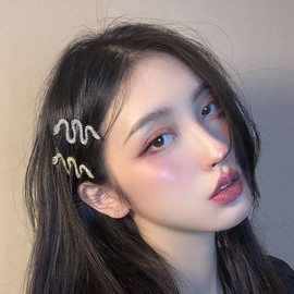 Metal Snake Rhinestone Hair Clip for Women Girls Snake Barrette Metal Snake Clips for Women Thick Thin Hair Non Slip Vintage Snake Hair Pins Snakes Barrettes Hairpins 2 Pcs