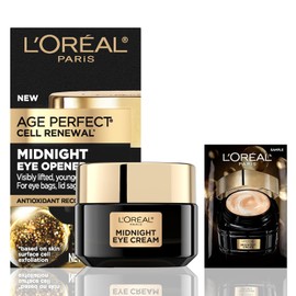 L'Oreal Paris Age Perfect Cell Renewal Midnight Eye Cream, Antioxidant-Rich Under Eye Cream to Treat 8 Signs of Aging, Includes Night Cream Sample