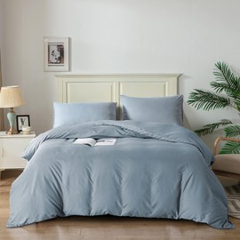 Good Nite Duvet Cover Bedding Quilt Cover Sets with Pillowcases Soft Microfiber Bed Cover Set (Blue Gray, King 230x200cm)