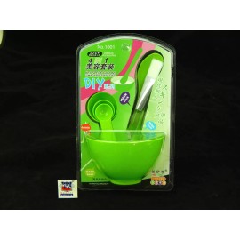 Beauty Headquarters 4 in 1 Facial Mask Bowl Brush Spoon Stick Face Skin Care Tool (Green)
