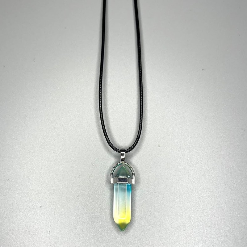 VIE Double Point Pencil Pendant, Black String, Glass (Colour E)