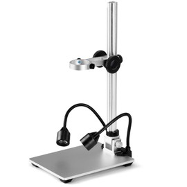 Koolertron LCD Digital Microscope Stand, 12inch Aluminum Extension Arm with 2 Fill Lights, Adjustable Manual Focus Holder for Soldering, PCB Inspection, Coin & Jewelry Observation