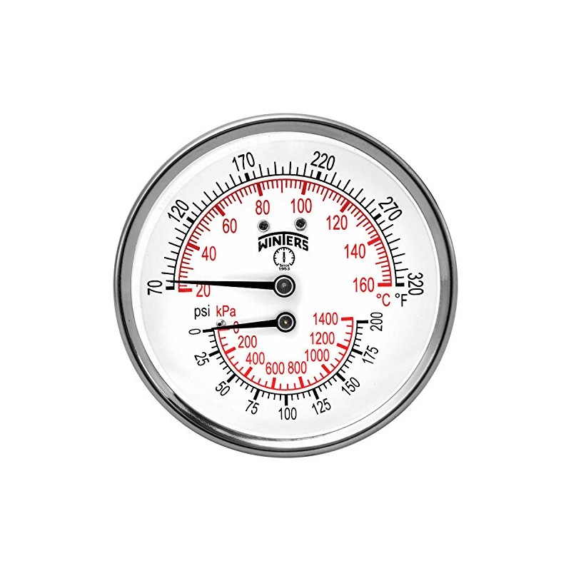 Winters TTD Series Steel Dual Scale Tridicator Thermometer with 2"