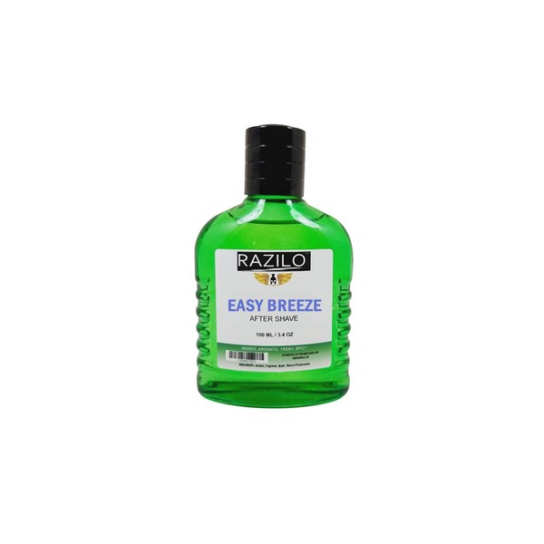 RAZILO Spring and Summer Fresh Scent Aftershave for Men Splash On 3.4oz / 100ml Green Glass Travel Size Bottle Easy Breeze