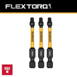 DEWALT FLEXTORQ Square #2 Bits 3Pk, Robertson 1/4 x 2-1/4in for Impact Drivers & Drills, Hex Shank (DWAF2SQ2IR3)