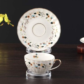 Zmmyr 4 Packs Acrylic Display Stands China Tea Cup Holder Display Saucer European Coffee Shelf Display Stand Holder High Feet