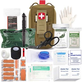 Upgrade Laser Cut Ifak Trauma Kit Emergency Survival First Aid Kits, Molle Rip Away EMT Medical Kit for Military Camping Hiking Travel (Tan)