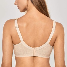Delimira Women's Non Wired Bras Full Coverage Cotton Comfort Bra Plus Size Non Padded Soft Bras Oatmeal Heather 38E