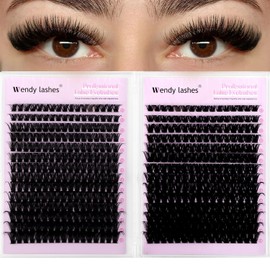 Eyelash Extensions, 594 Pieces, 80D + 100D Cluster Lashes, Natural Eyelashes, Individual D-Curl, Mix 10-18 mm Lash Extension Set, Volume Eyelash Clusters, DIY Eyelash Extensions for Beginners (80D+100D-0.07D1018)
