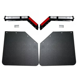 RDDY START Pair Black Angled Spring Loaded 1.125" Bolt Pattern Mud Flap Hanger & Pair Universal Heavy Duty Angled Mud Flaps 24"x 24" Splash Guard Fit for Semi Trucks
